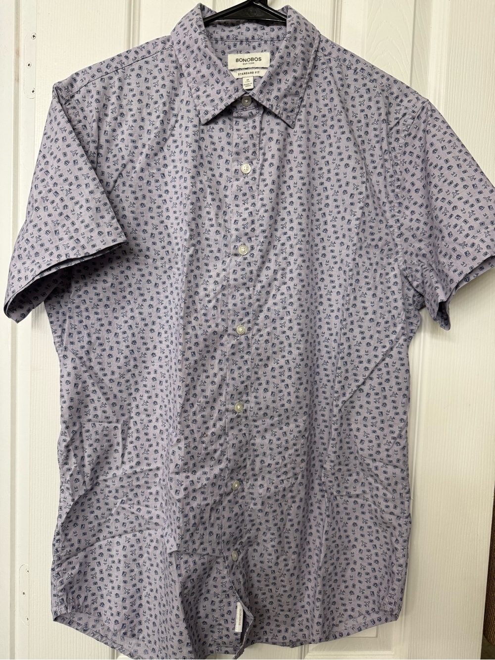 Bonobos Light Purple/blue Short-Sleeve Button-Down with Navy Micro Print